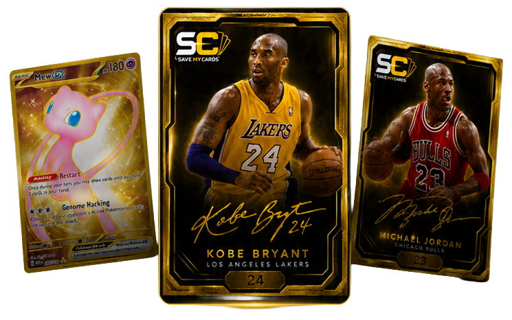 Mew, Kobe Bryant and Michael Jordan trading cards